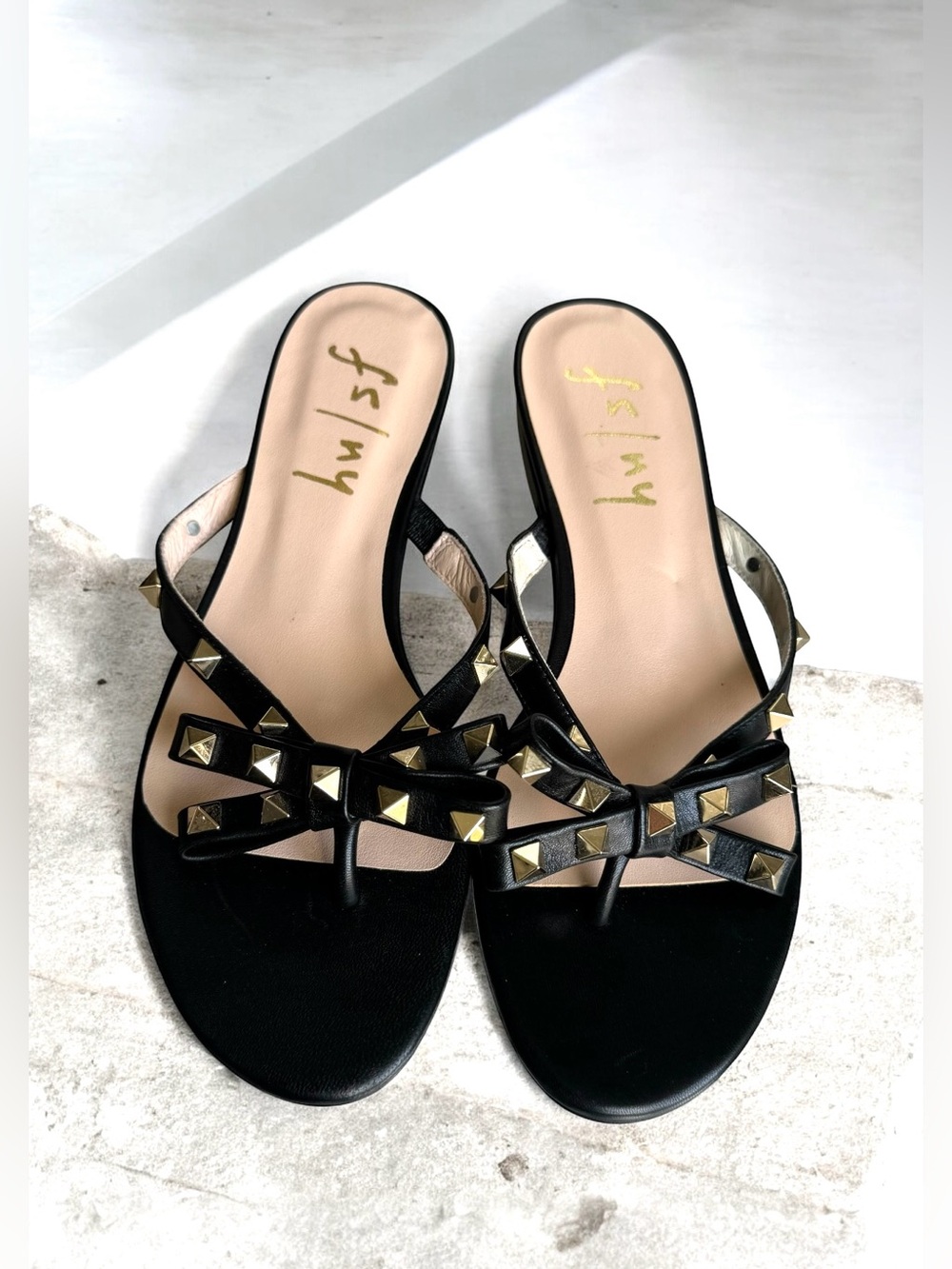🆕 French Sole Bina Napa Leather Studded Sandals Black